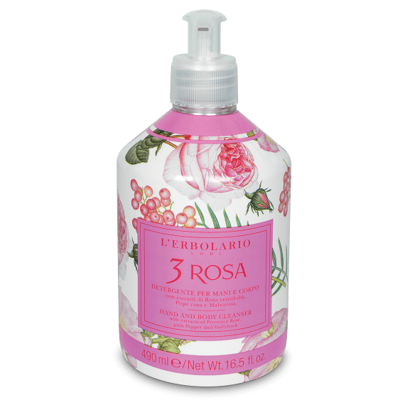 Detergente Mani e Corpo 3 Rosa - 490 ml - Qshops (L’Erbolario)