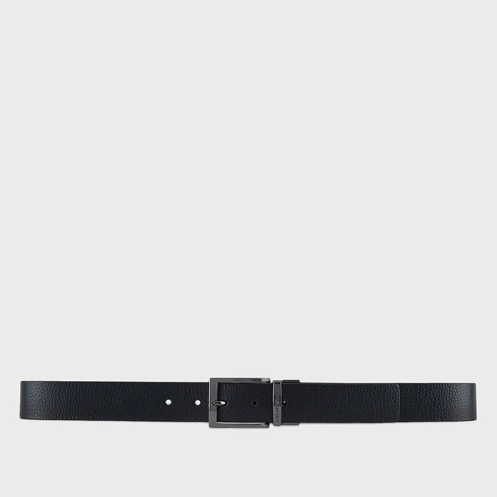 Cintura reversibile in pelle stampa palmellata Blu - Qshops (Emporio Armani)