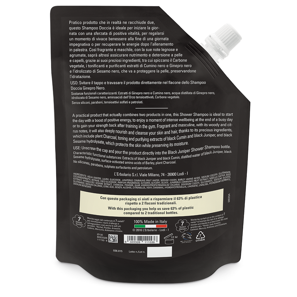 Ginepro Nero - Ecoricarica Shampoo Doccia 500 ml - Qshops (L’Erbolario)