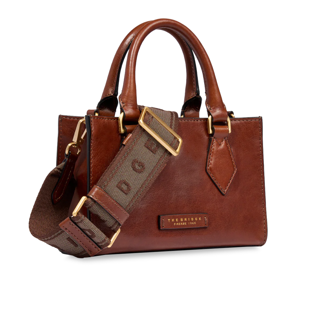 Borsa a mano in pelle con tracolla removibile Ida Marrone - Qshops (The Bridge)