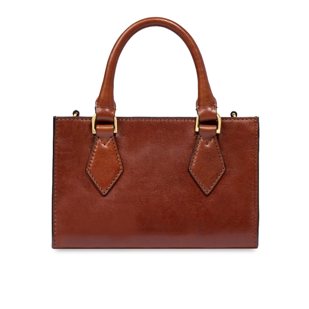 Borsa a mano in pelle con tracolla removibile Ida Marrone - Qshops (The Bridge)