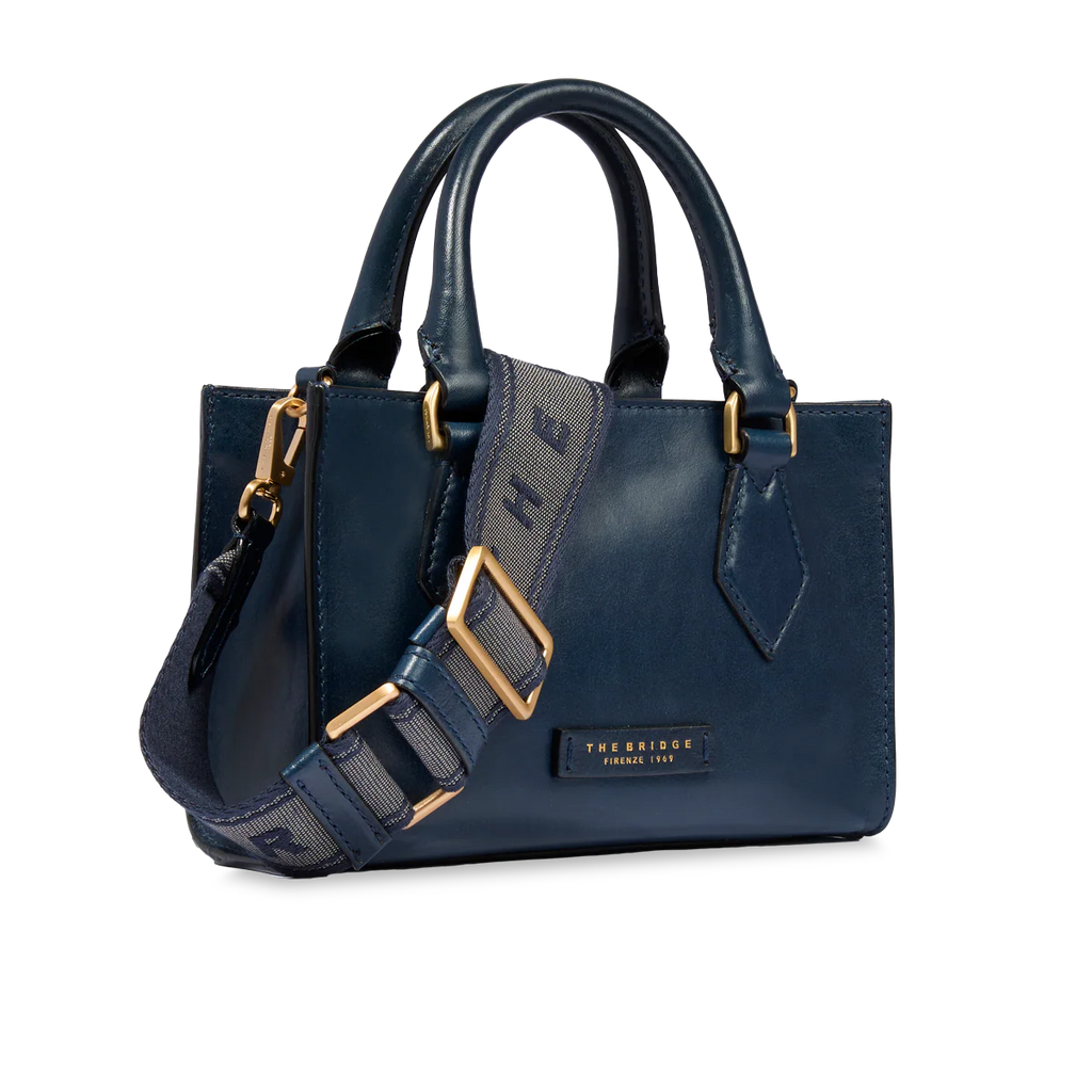 Borsa a mano in pelle con tracolla removibile Ida Blu - Qshops (The Bridge)