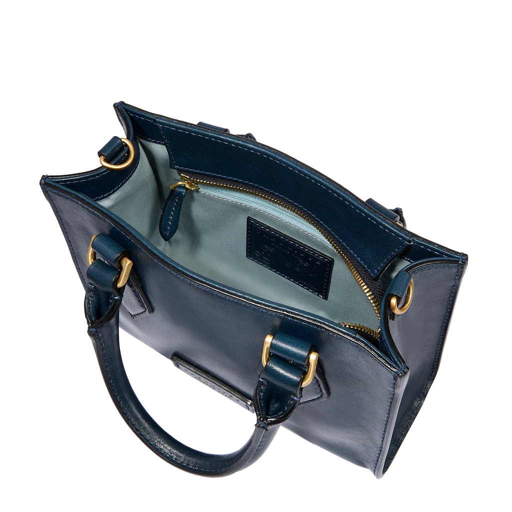 Borsa a mano in pelle con tracolla removibile Ida Blu - Qshops (The Bridge)