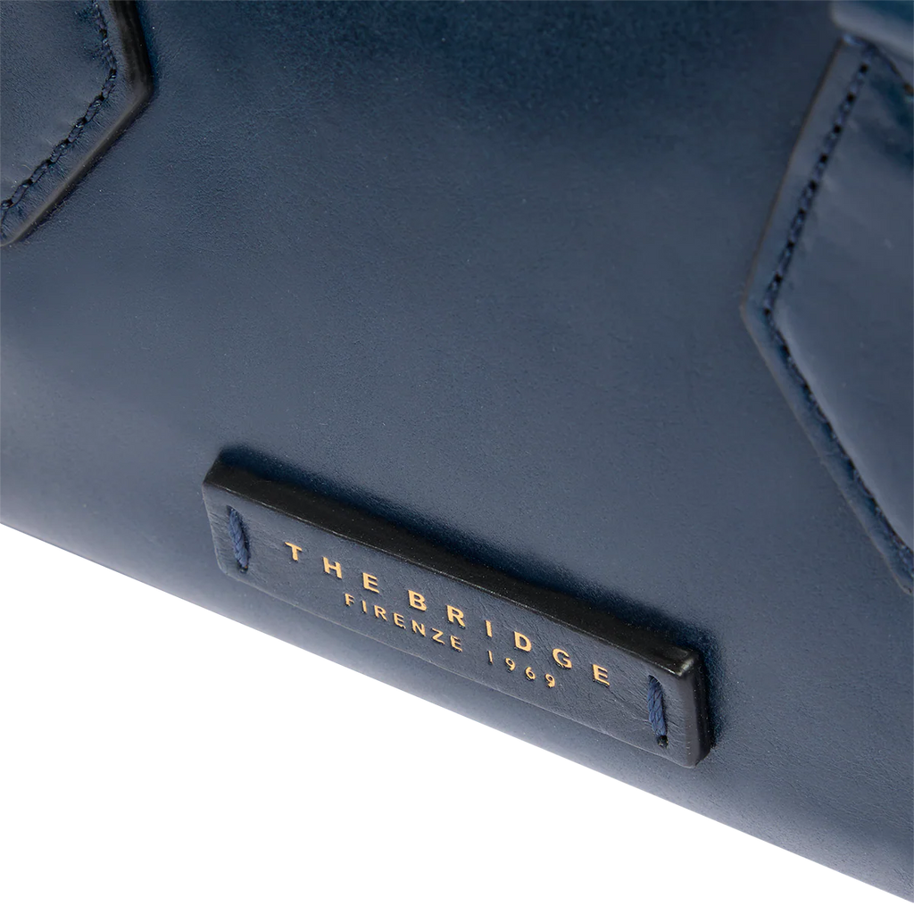 Borsa a mano in pelle con tracolla removibile Ida Blu - Qshops (The Bridge)