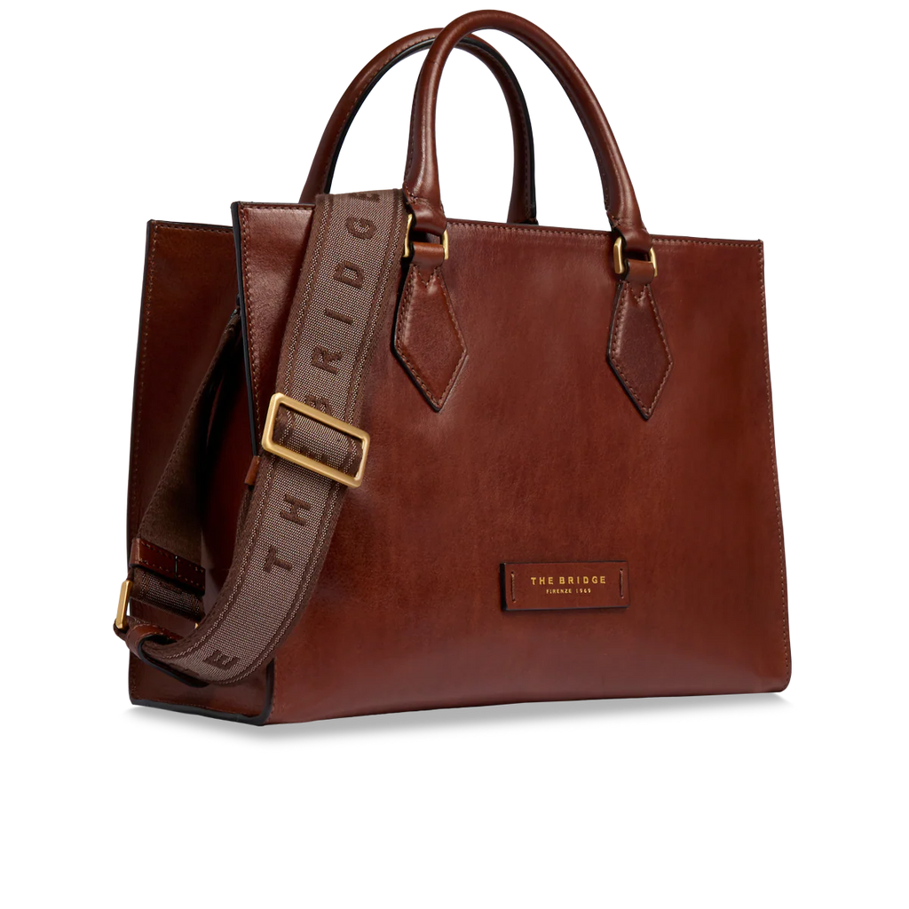 Borsa a mano in pelle con tracolla removibile Ida Marrone - Qshops (The Bridge)