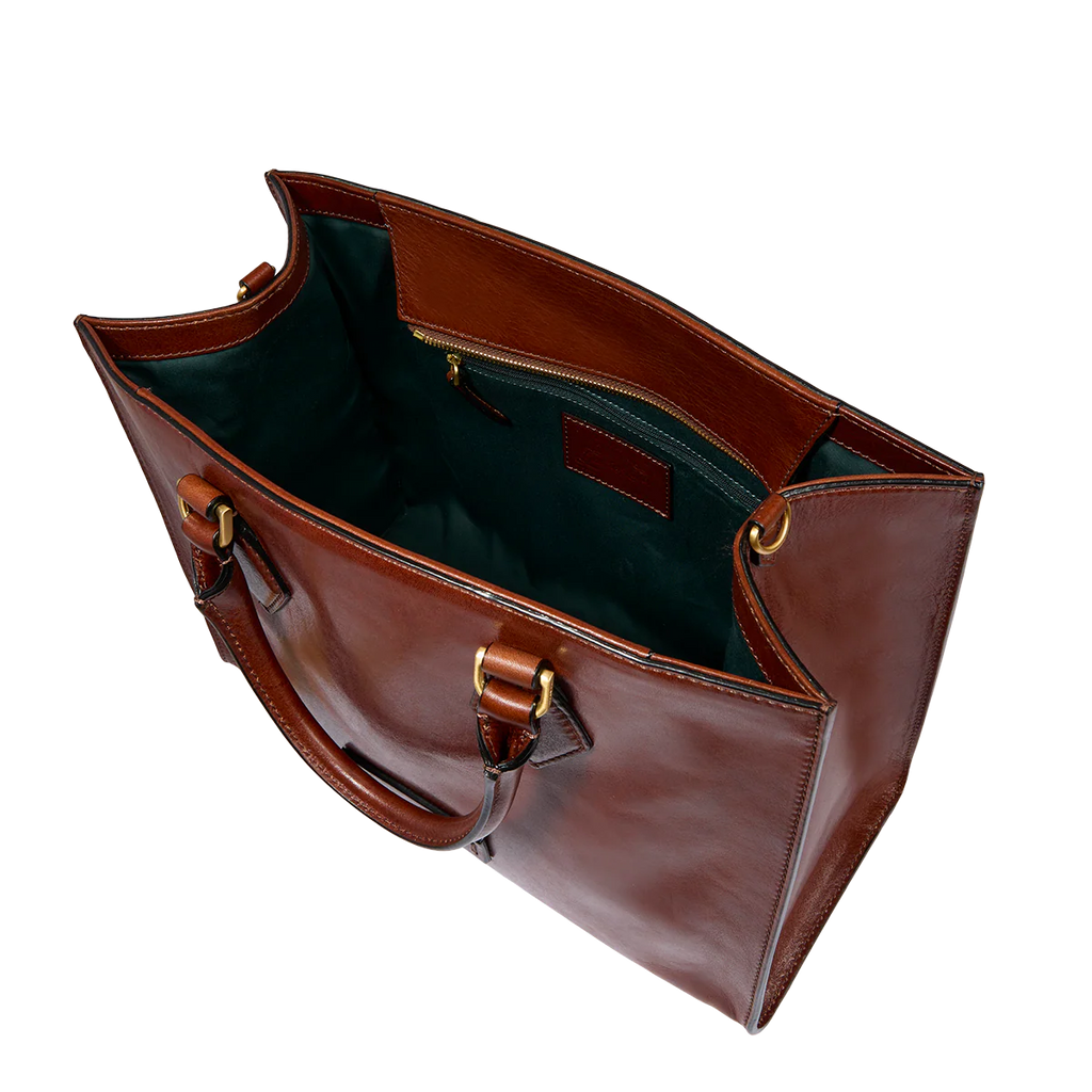 Borsa a mano in pelle con tracolla removibile Ida Marrone - Qshops (The Bridge)