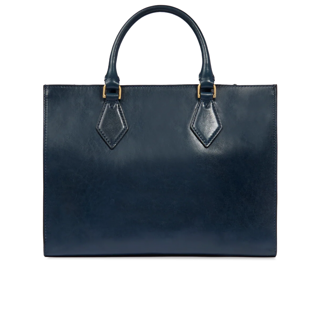 Borsa a mano in pelle con tracolla removibile Ida Blu - Qshops (The Bridge)