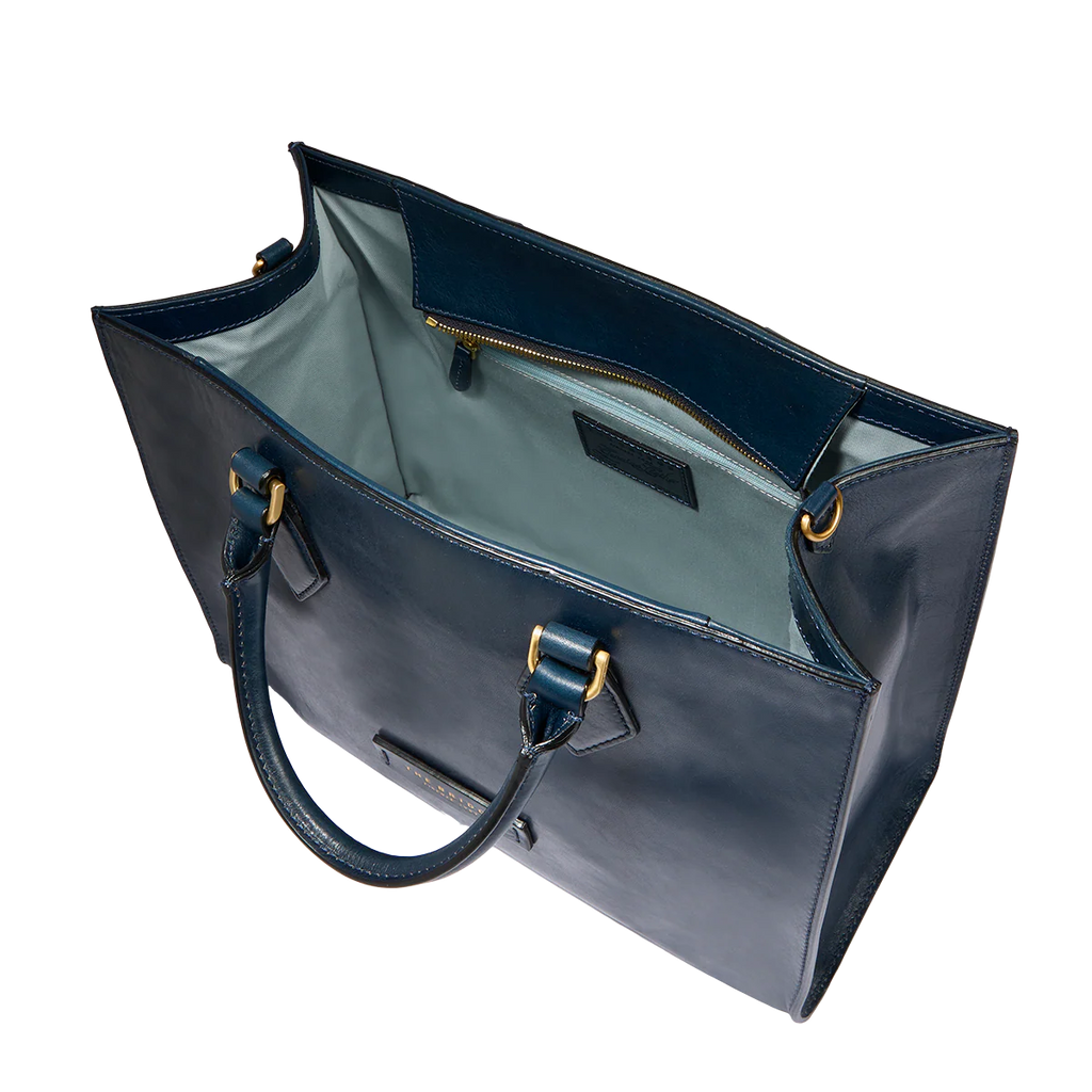 Borsa a mano in pelle con tracolla removibile Ida Blu - Qshops (The Bridge)