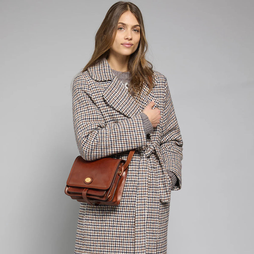 Borsa pelle tracolla a scomparti Marrone Story Donna - Qshops (The Bridge)