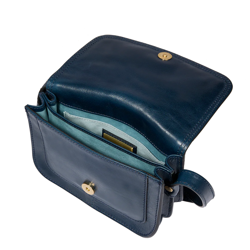 Borsa tracolla in pelle a scomparti small Story Donna Blu - Qshops (The Bridge)