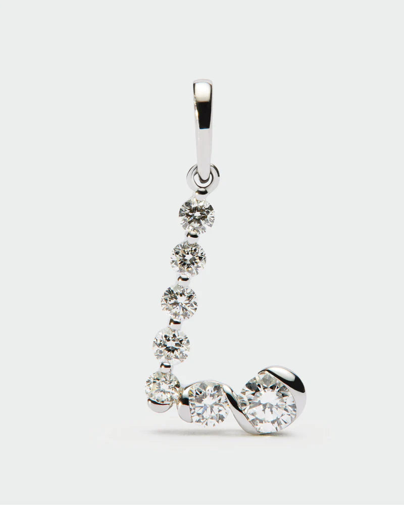 Pendente con iniziale L in diamanti e oro bianco - Qshops (PDPAOLA)