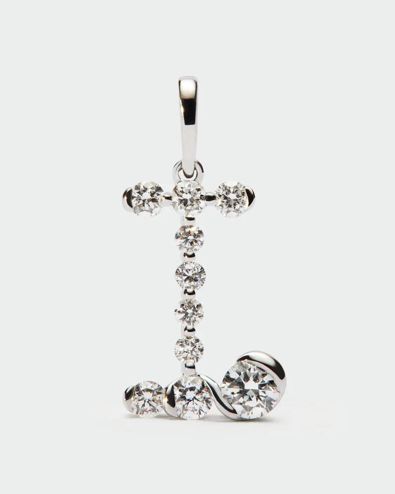 Pendente con iniziale I in diamanti e oro bianco - Qshops (PDPAOLA)