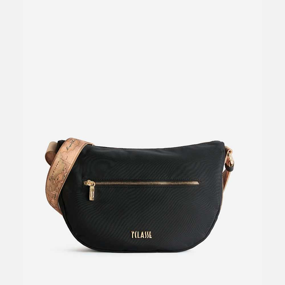 Stormy Nylon tracolla a mezzaluna grande Nera - Qshops (Alviero Martini 1A Classe)