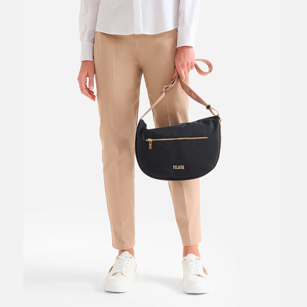 Stormy Nylon tracolla a mezzaluna grande Nera - Qshops (Alviero Martini 1A Classe)