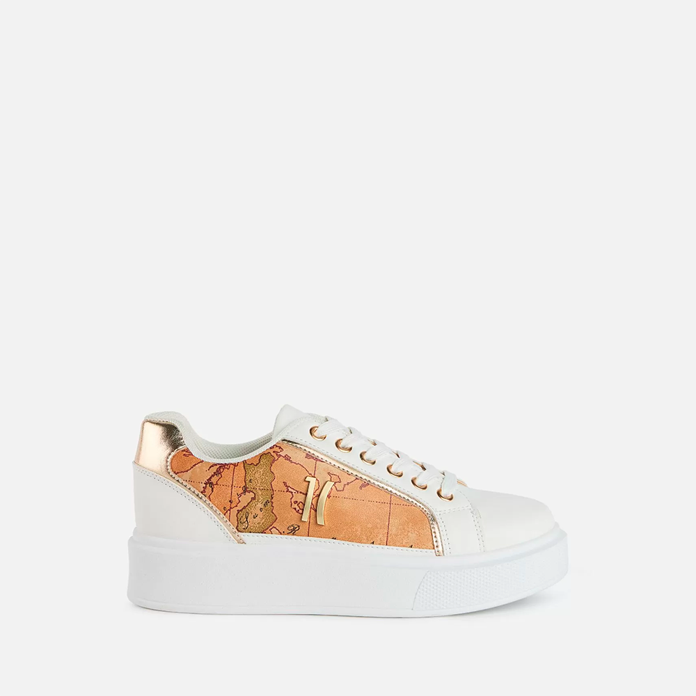 Sneaker in eco nappa con lati Geo Classic e logo 1C Bianche - Qshops (Alviero Martini 1A Classe)