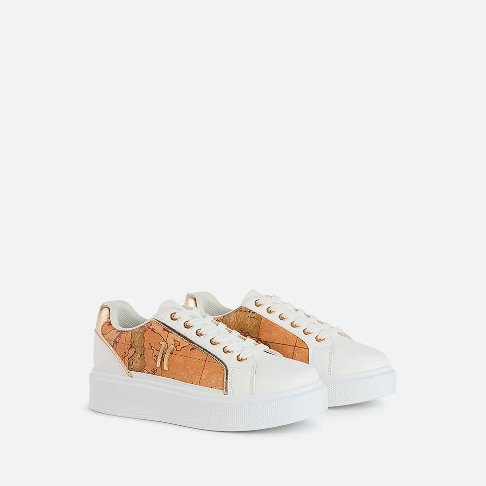 Sneaker in eco nappa con lati Geo Classic e logo 1C Bianche - Qshops (Alviero Martini 1A Classe)