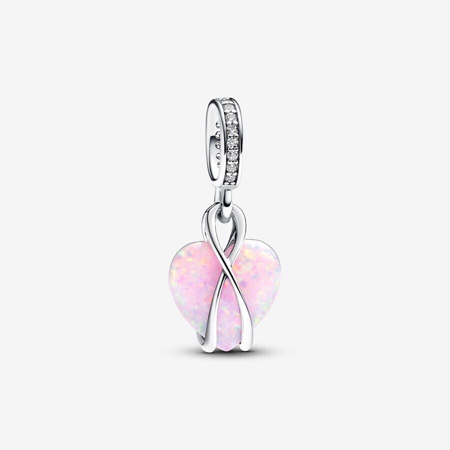 Charm Pendente Cuore di Mamma Rosa Opalescente - Qshops (Pandora)