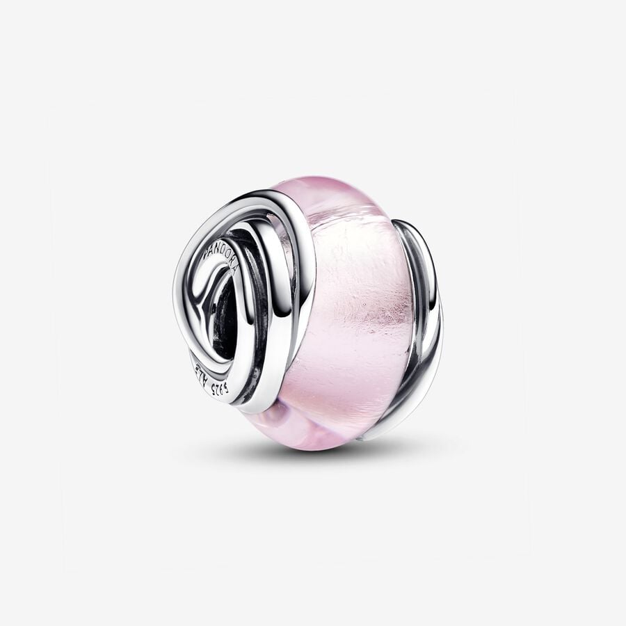 Charm Vetro di Murano Rosa e Cerchi - Qshops (Pandora)