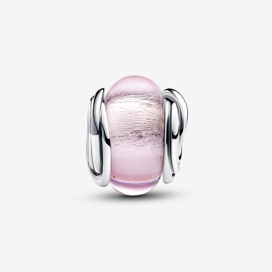 Charm Vetro di Murano Rosa e Cerchi - Qshops (Pandora)