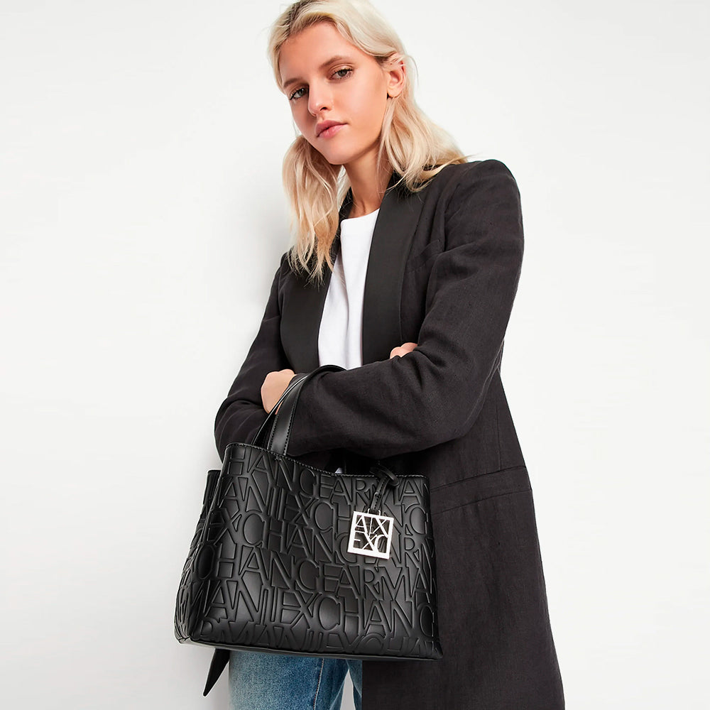 Shopper piccola con manici e tracolla Nero - Qshops (Armani Exchange)