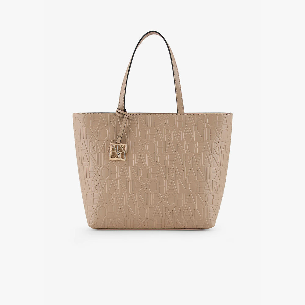 Shopper con logo all-over impresso Fango - Qshops (Armani Exchange)