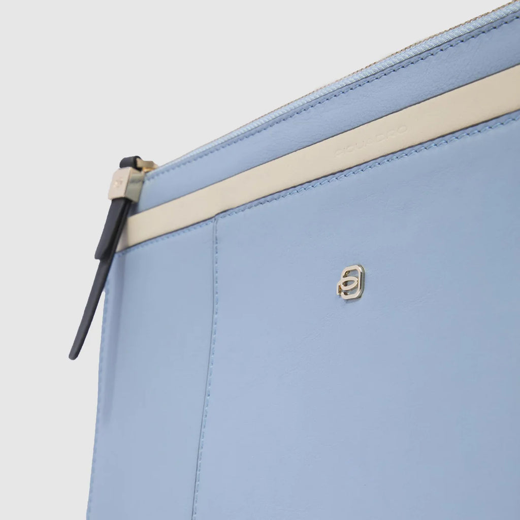 Pochette in pelle porta pc 13.3 o iPad Pro 12.9 Azzurro Beige - Qshops (Piquadro)