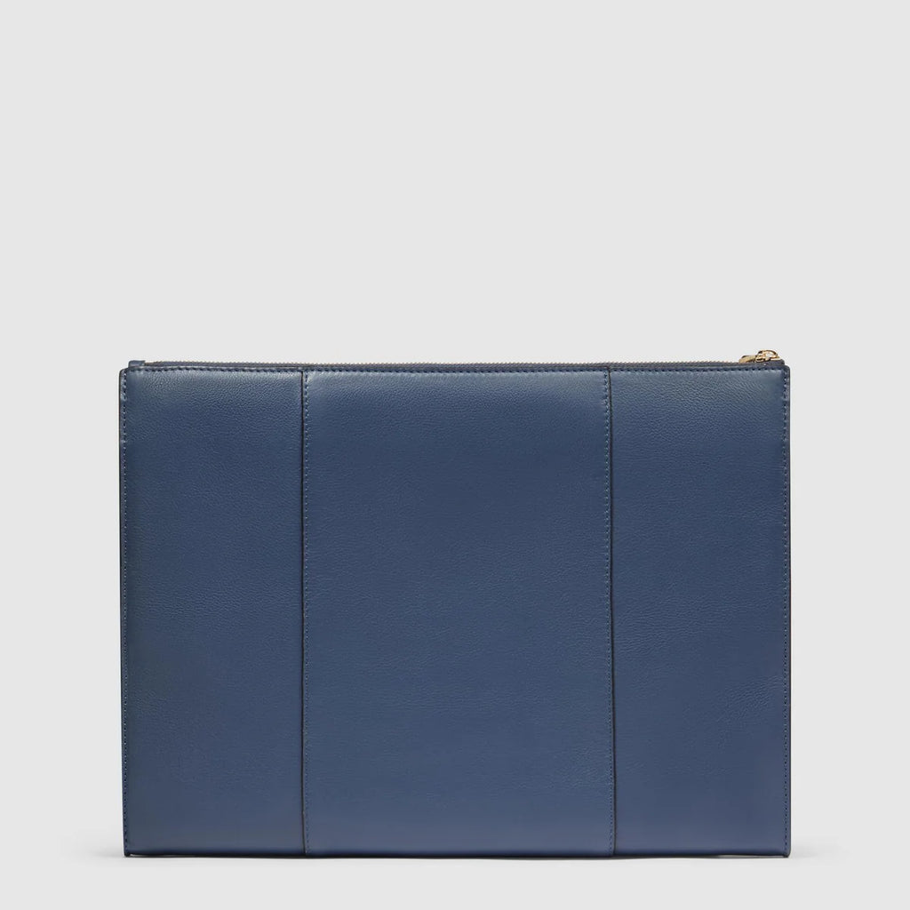 Pochette in pelle porta iPad Blu Mare - Qshops (Piquadro)