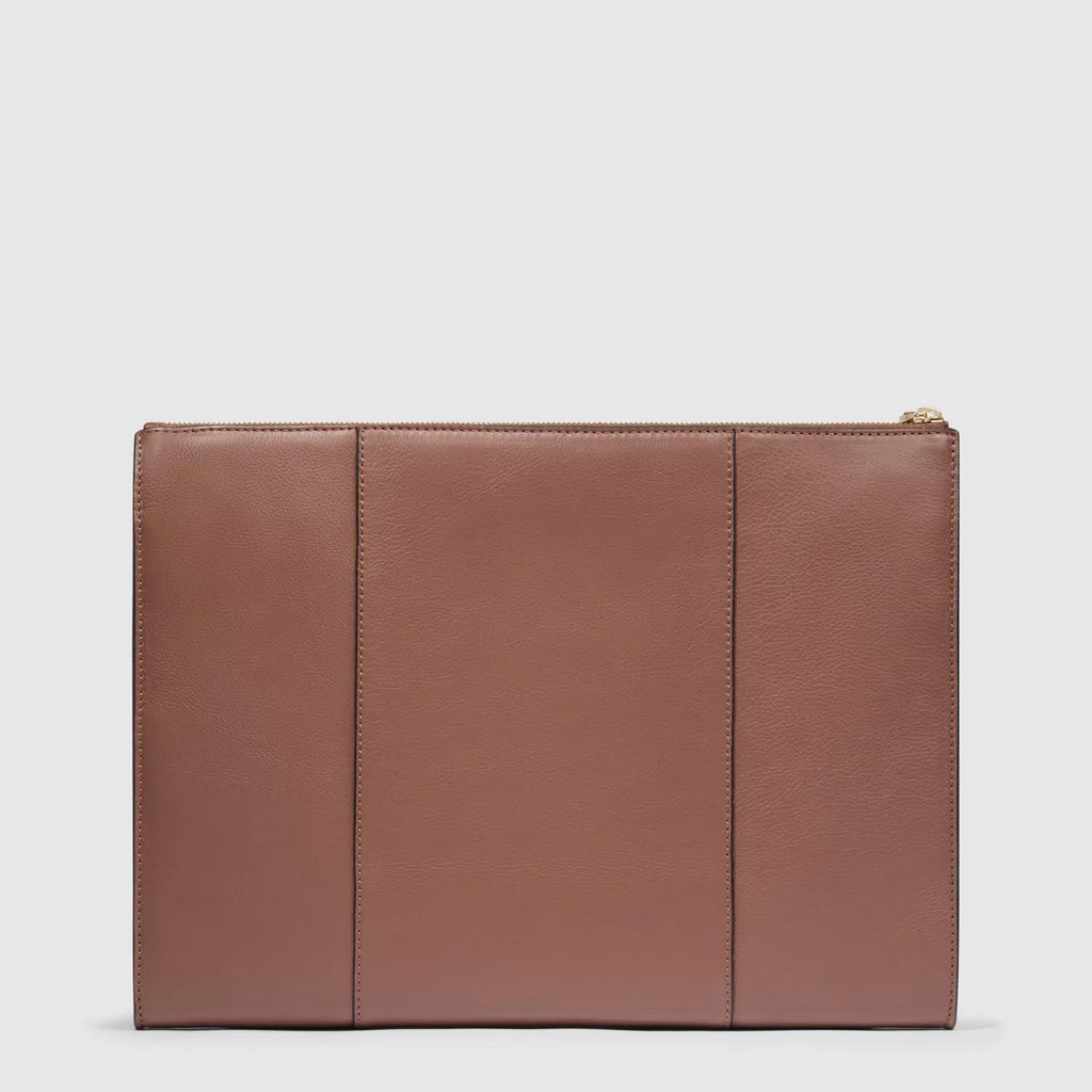 Pochette in pelle porta iPad Marrone Beige - Qshops (Piquadro)