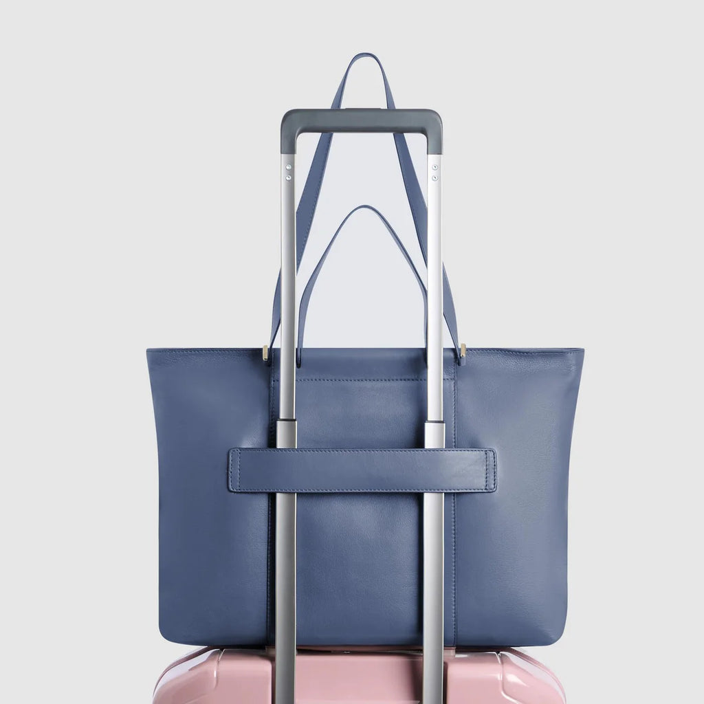 Borsa donna in pelle porta PC 14" Blu Mare - Qshops (Piquadro)