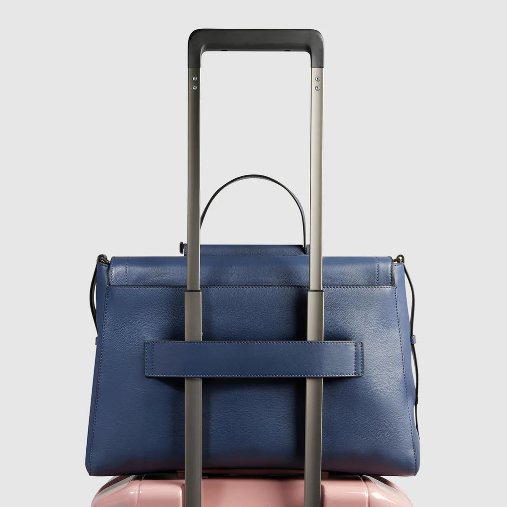 Borsa donna modello satchel in pelle porta pc 14" Blu Mare - Qshops (Piquadro)