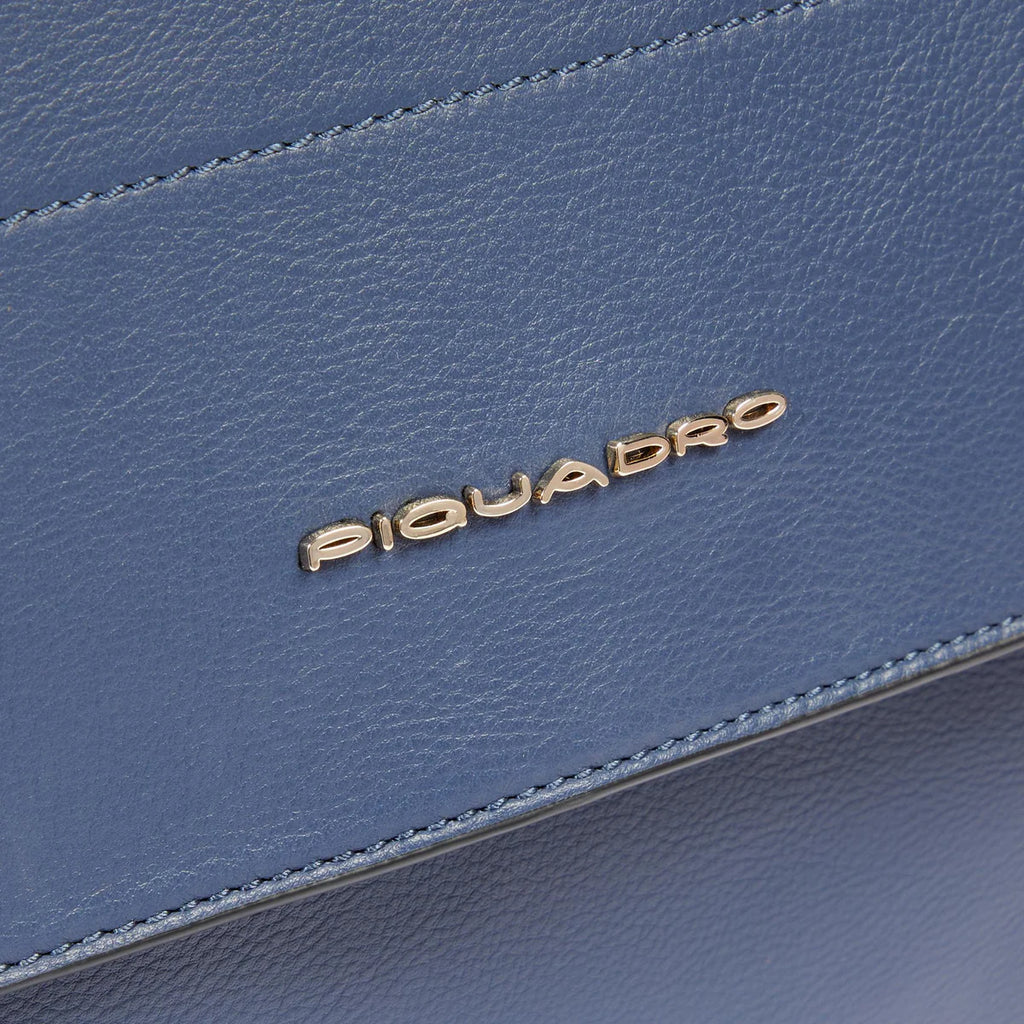 Borsa donna modello satchel in pelle porta pc 14" Blu Mare - Qshops (Piquadro)