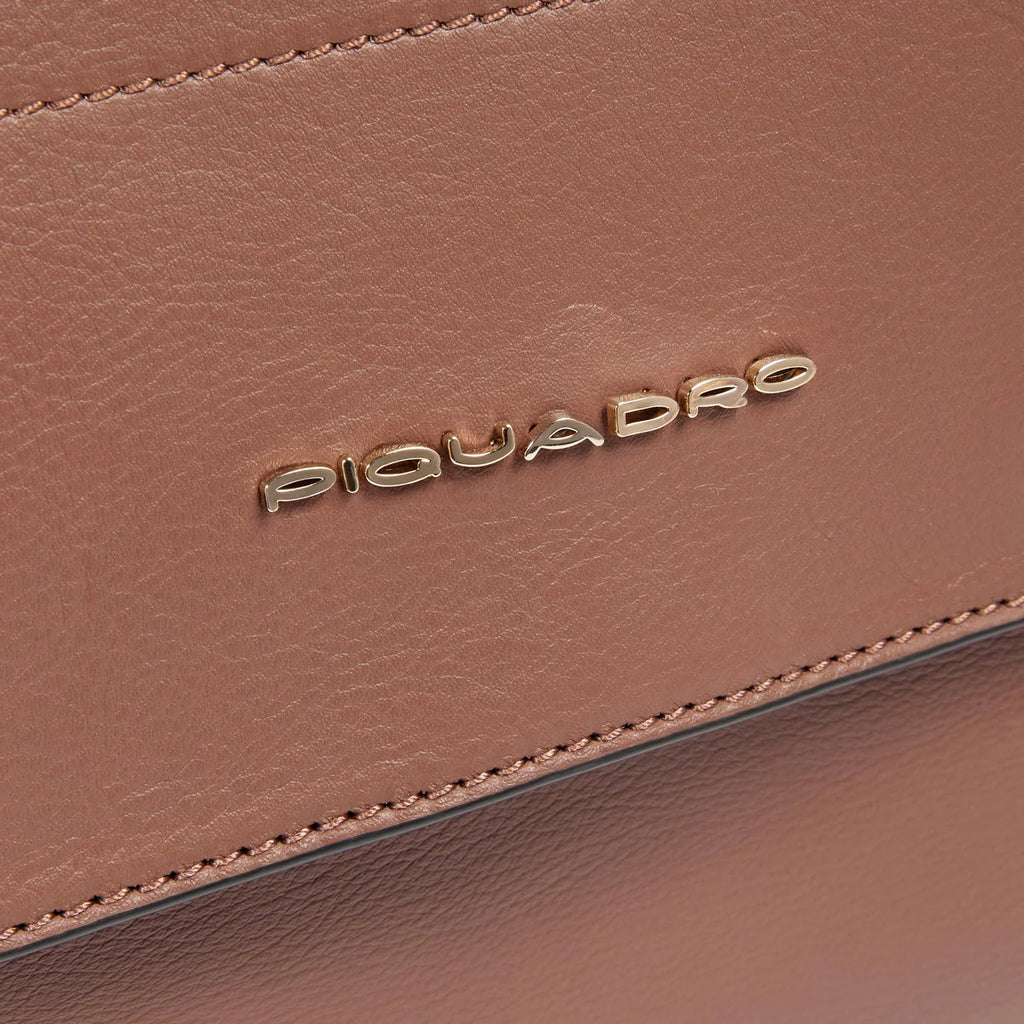 Borsa donna modello satchel in pelle porta pc 14" Marrone Beige - Qshops (Piquadro)