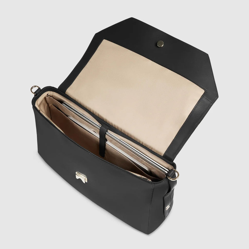 Borsa donna modello satchel in pelle porta pc 14" Nero - Qshops (Piquadro)