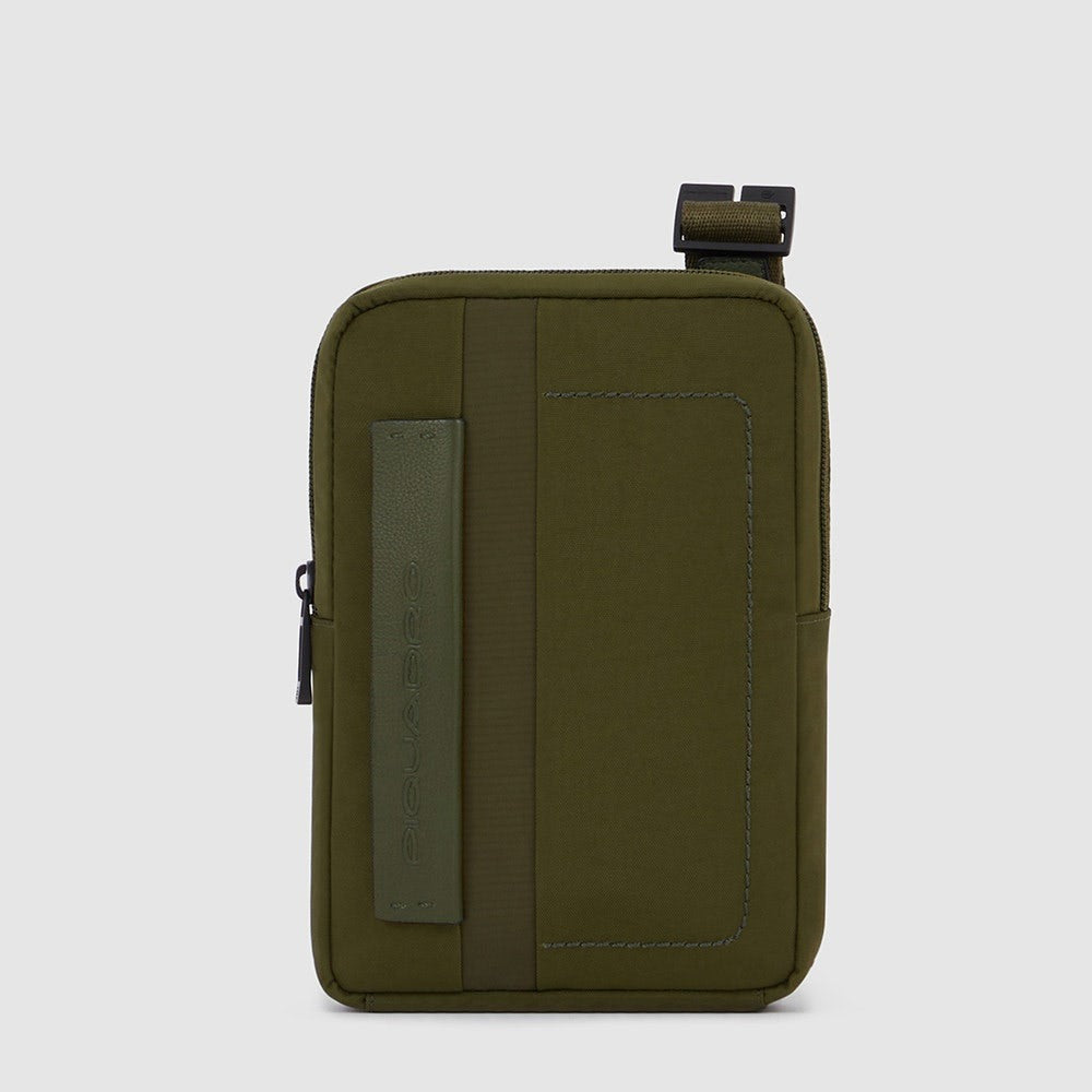 Borsello porta iPad mini pocket crossbody bag in recycled fabric Verde - Qshops (Piquadro)