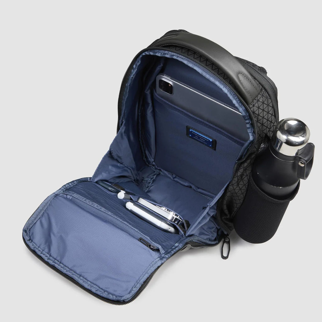 Zaino monospalla uomo in tessuto riciclato Nero - Qshops (Piquadro)