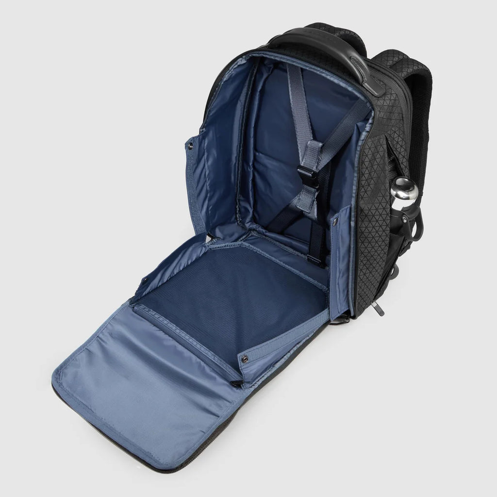 Zaino da viaggio modulare in tessuto riciclato Nero - Qshops (Piquadro)