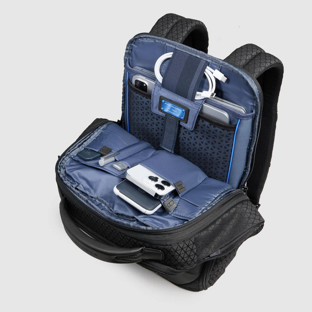 Zaino da viaggio modulare in tessuto riciclato Nero - Qshops (Piquadro)