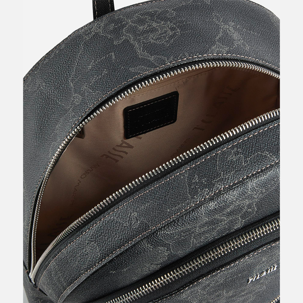 Zaino tre tasche in tessuto stampa Geo Night Nero - Qshops (Alviero Martini 1A Classe)