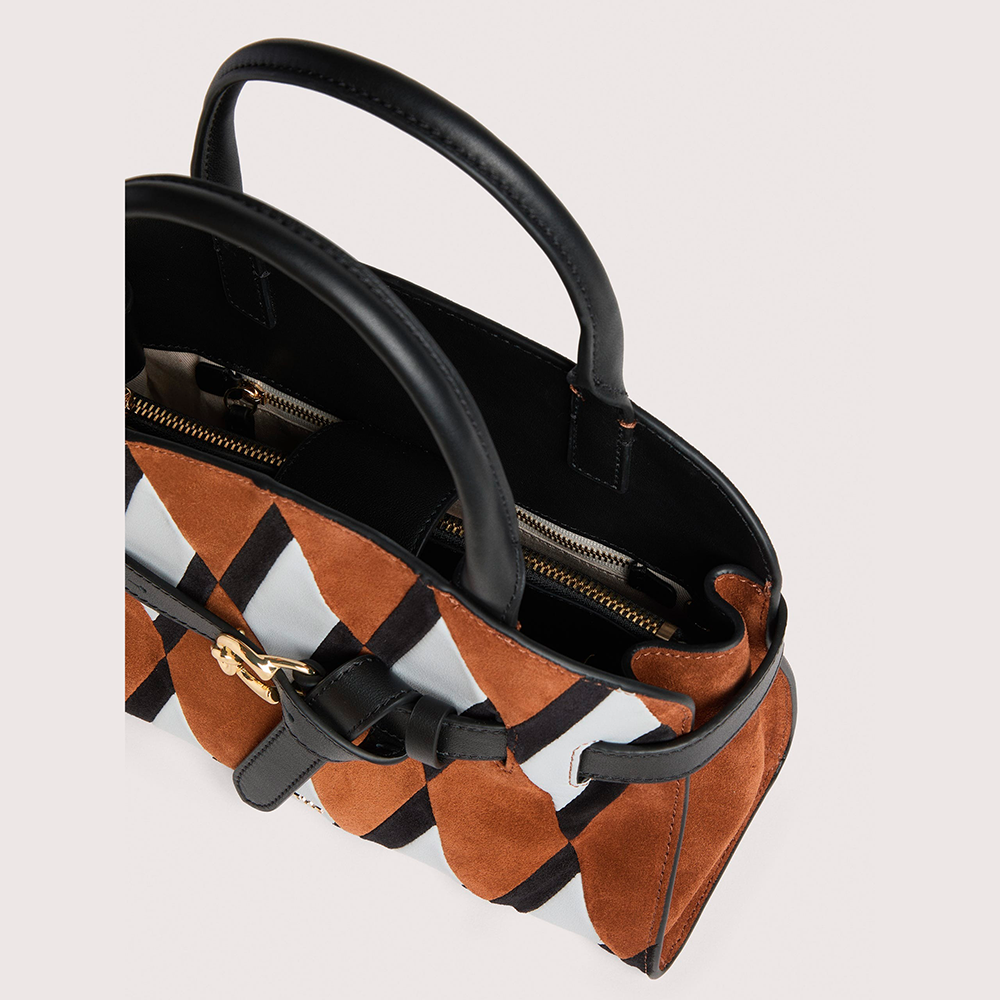 Coccinelle Sabine New Geometric Patch Small MultiCognac Nero - Qshops (Coccinelle)