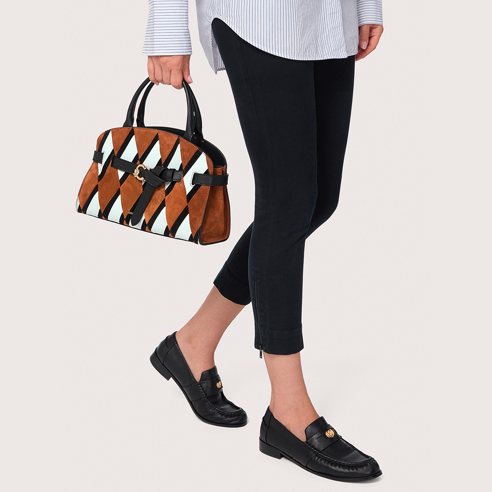 Coccinelle Sabine New Geometric Patch Small MultiCognac Nero - Qshops (Coccinelle)