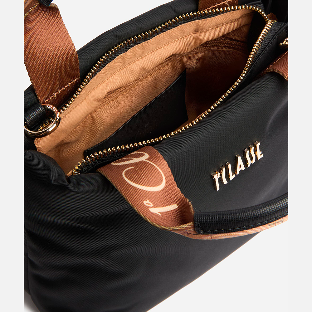 Puffy Nylon borsa a mano piccola Nera - Qshops (Alviero Martini 1A Classe)