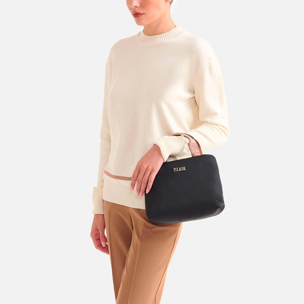 Puffy Nylon borsa a mano piccola Nera - Qshops (Alviero Martini 1A Classe)