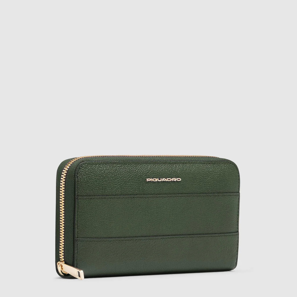 Portafogli donna grande zip-around Verde - Qshops (Piquadro)