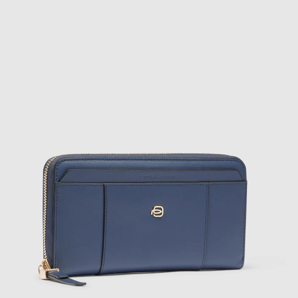 Portafogli donna grande zip-around Blu - Qshops (Piquadro)
