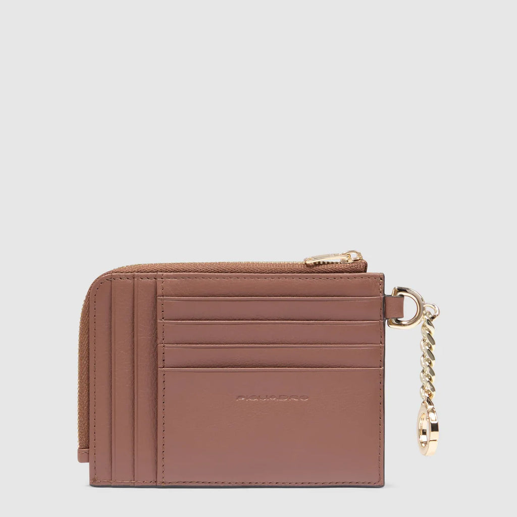Portacarte donna con portachiavi Marrone Beige - Qshops (Piquadro)