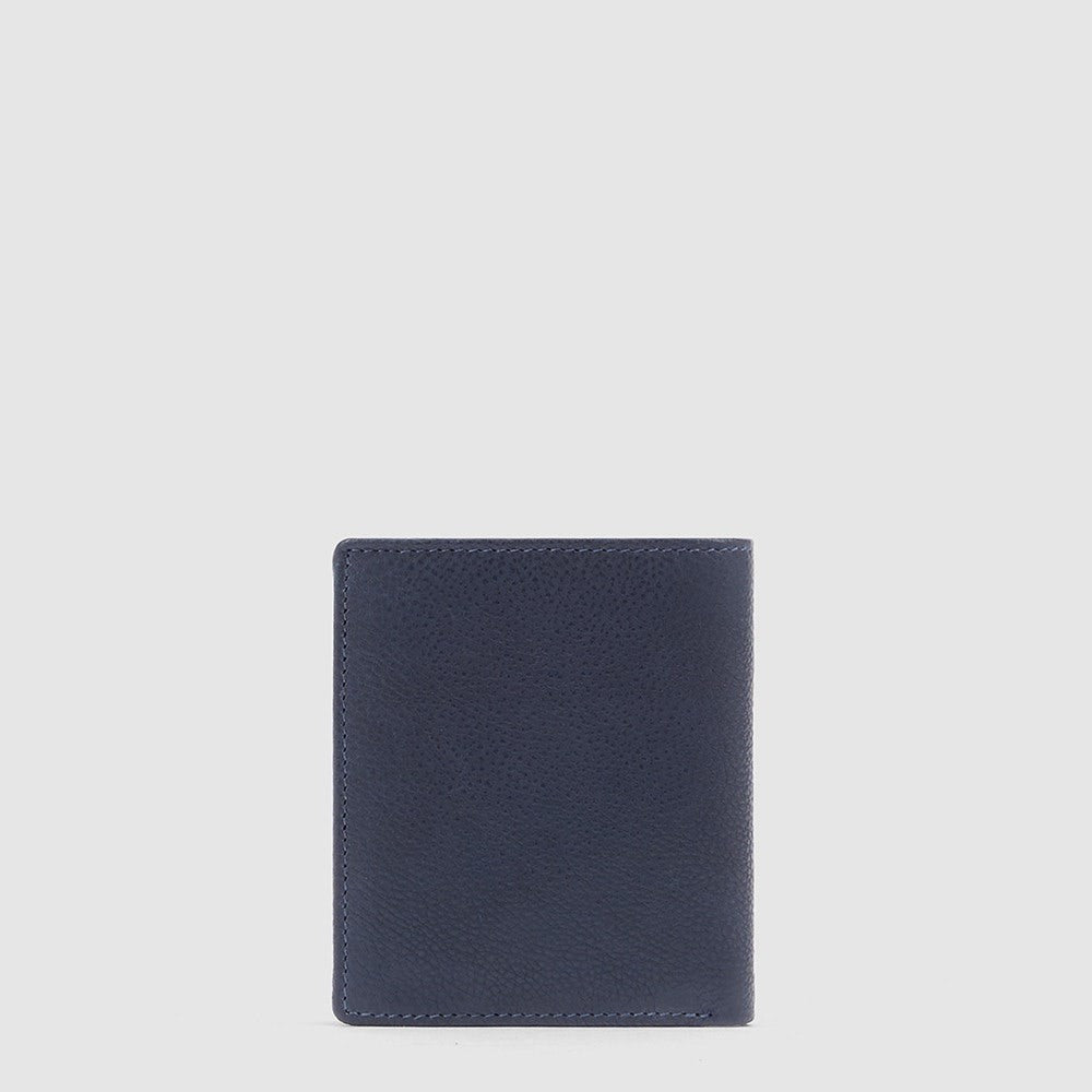Portafogli in pelle verticale con porta monete e carte di credito Piquadro  Brief2, blu