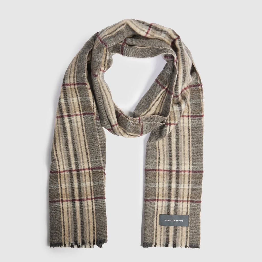 Sciarpa uomo con motivo madras check Marrone - Qshops (Piquadro)