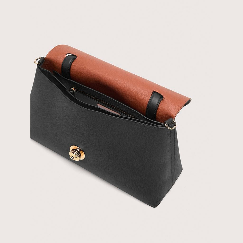 Coccinelle Nikla Medium Noir Cognac - Qshops (Coccinelle)