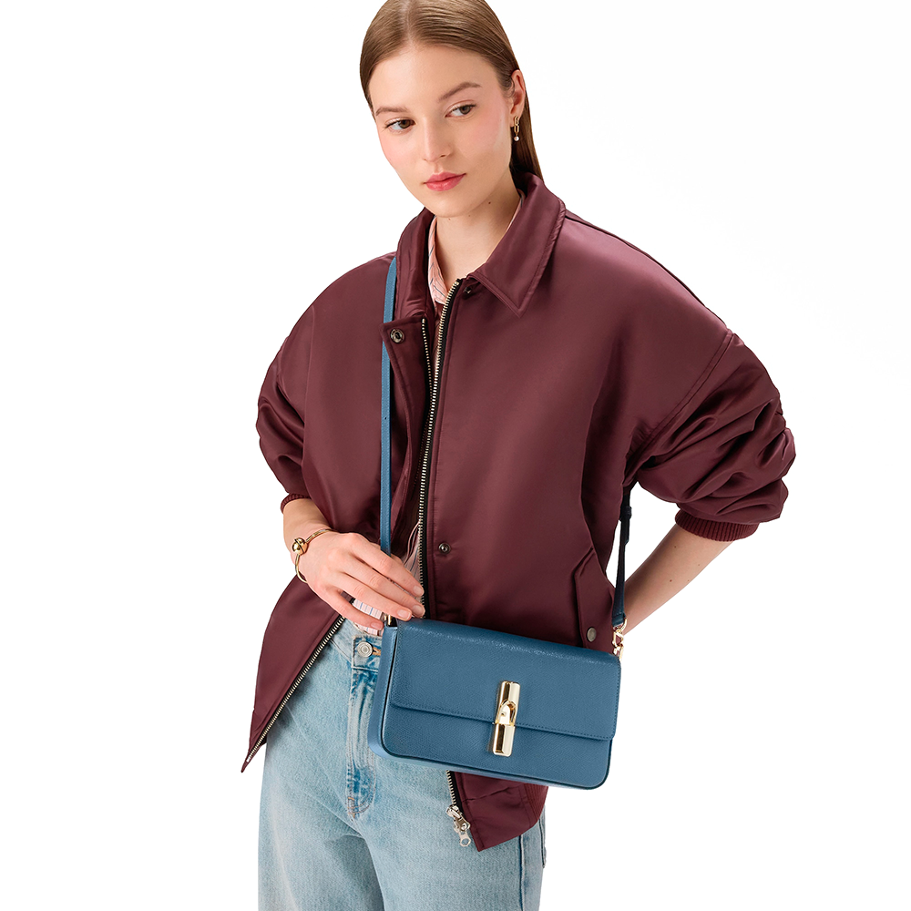 Furla Iride Borsa A Tracolla S Grigio Blu - Qshops (Furla)