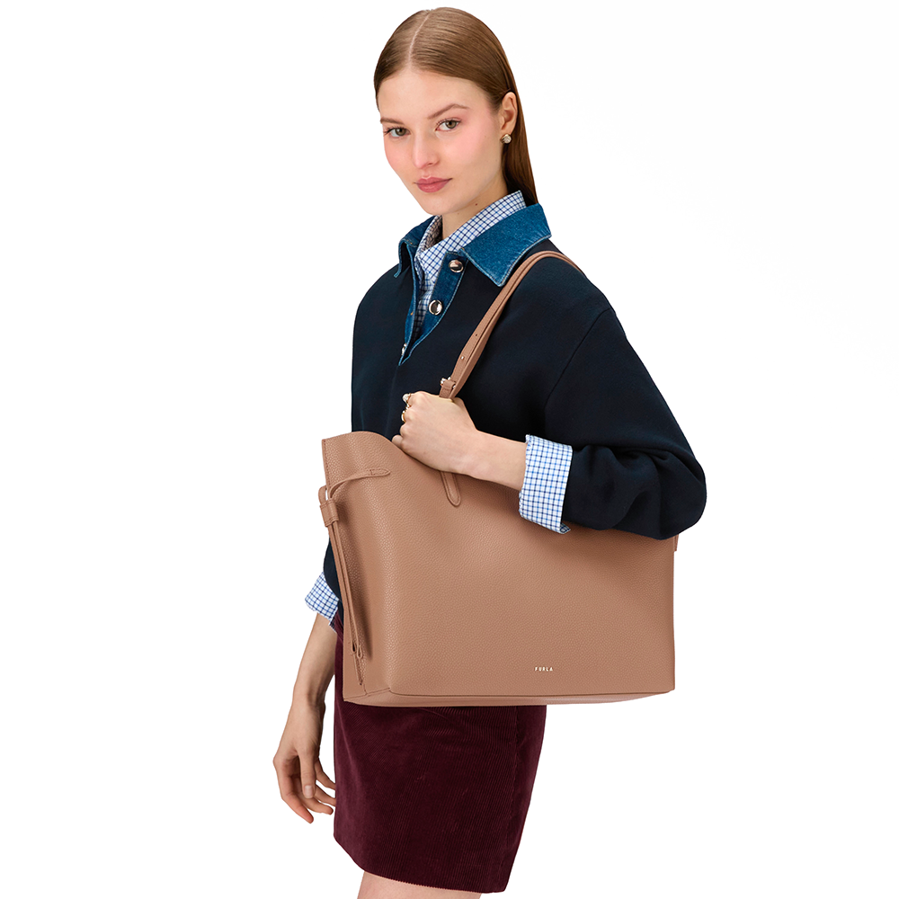 Furla Ava Borsa Shopping L Toffee Nero - Qshops (Furla)